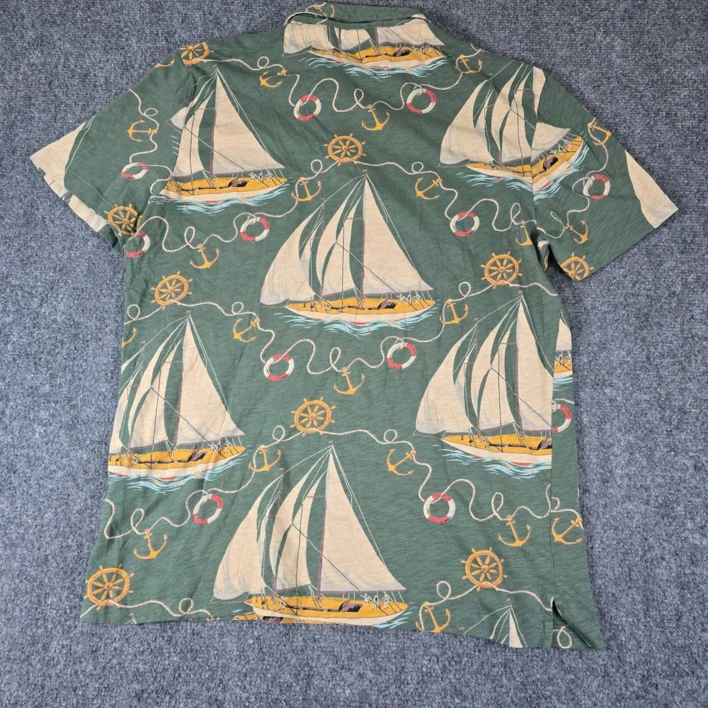 Ralph Lauren‎ Sailboat Print Shirt Anchor Nautical Olive Green XL/TG mac miller - Picture 8 of 13